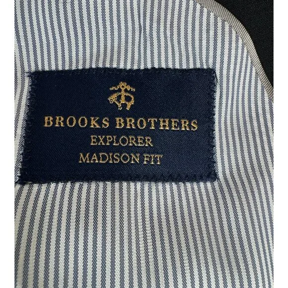 Brooks Brothers Men's Wool Blend Explorer Madison Fit Blazer Size 44L Black